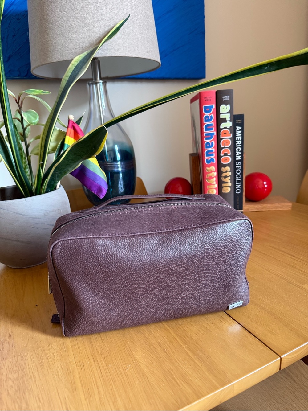 Rare Away Leather Toiletry Bag Clove Brown Dopp Kit Travel Case Discontinued